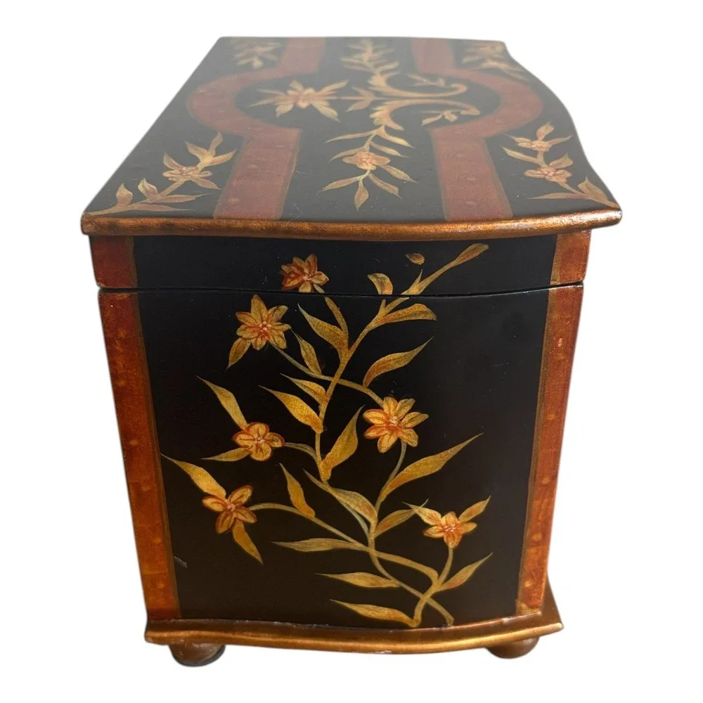 Chintz & Company Florentine Safari Box Hand Painted Wood Keepsake Jewelry Chest